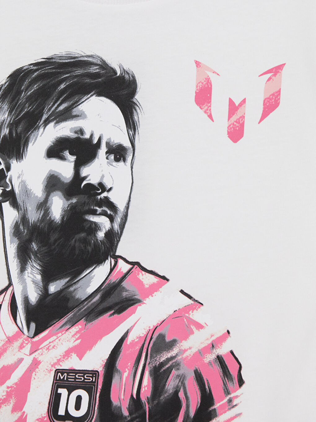 Beyaz Messi Baskılı Erkek Çocuk Tişört-2