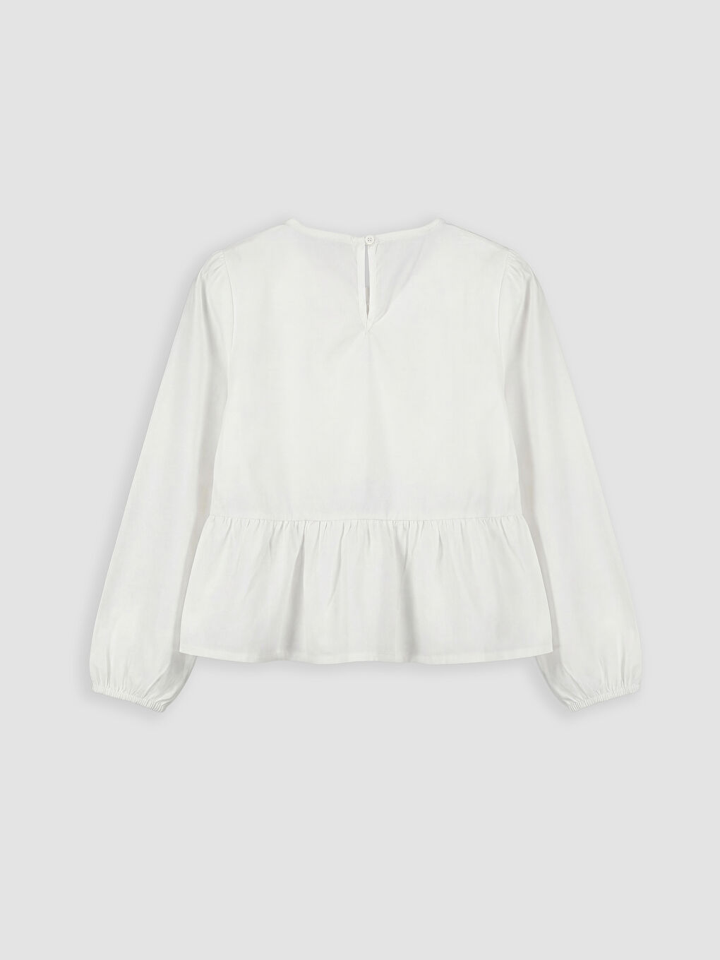 Beyaz Fiyonk Detaylı Poplin Kız Çocuk Gömlek-1