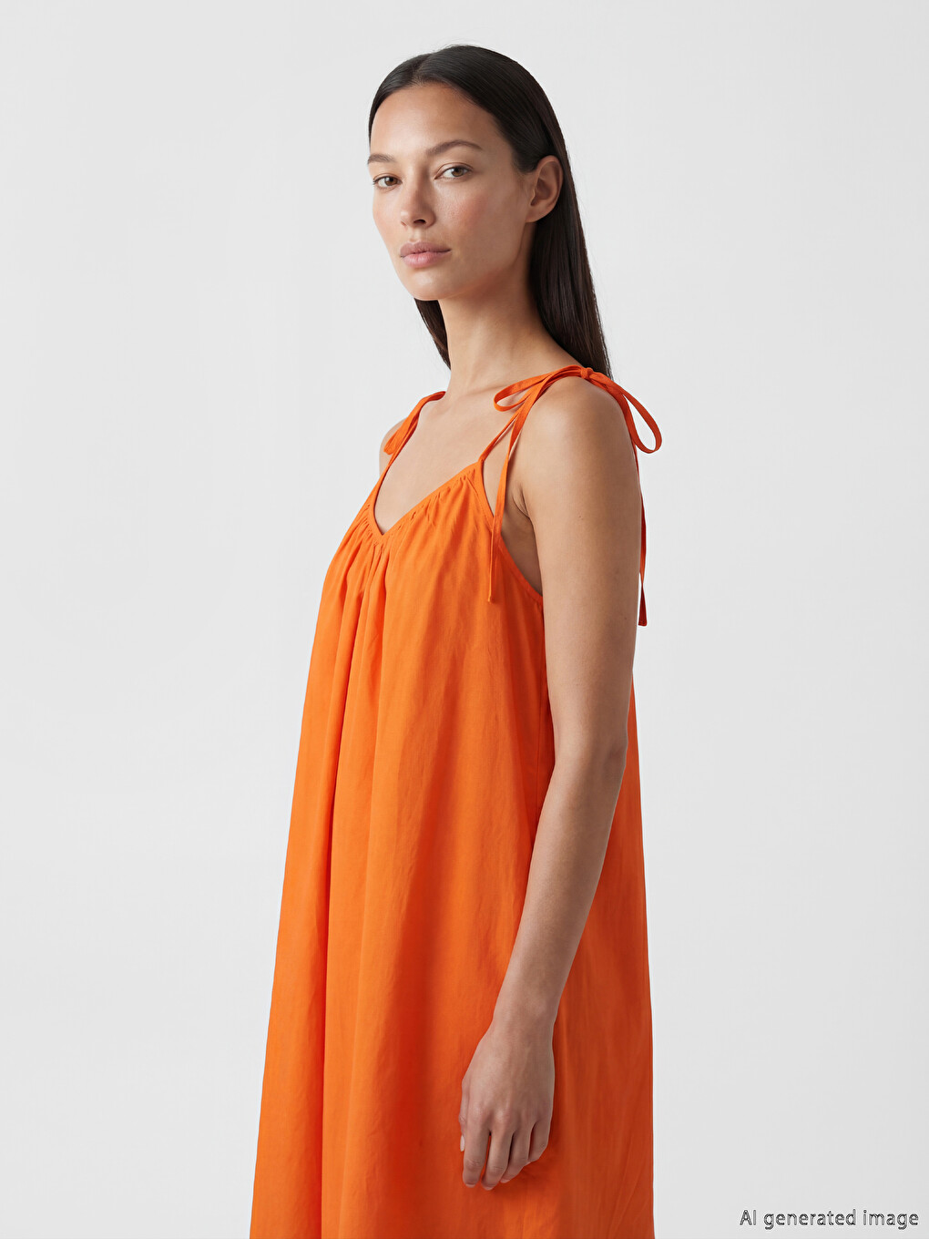 V Neck Strappy A Form Dress-1