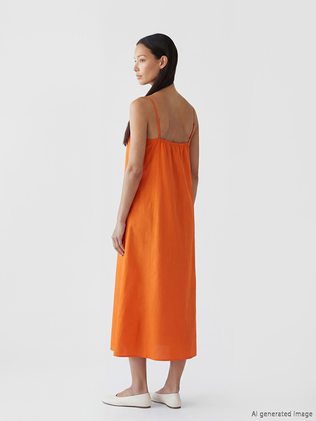 V Neck Strappy A Form Dress-3