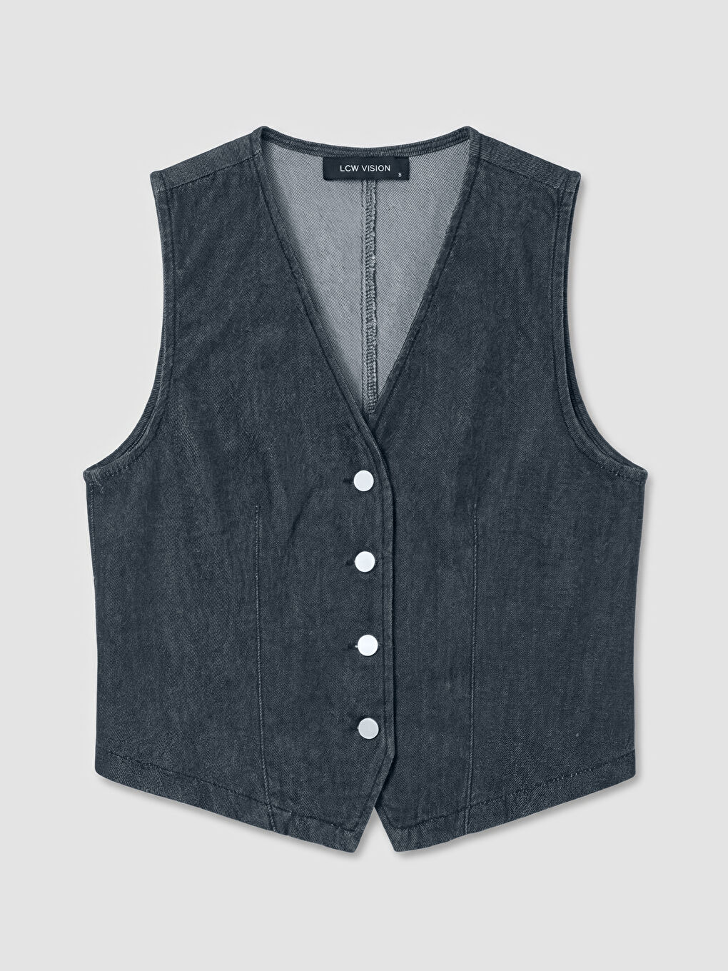 Lacivert V Yaka Kadın Jean Yelek