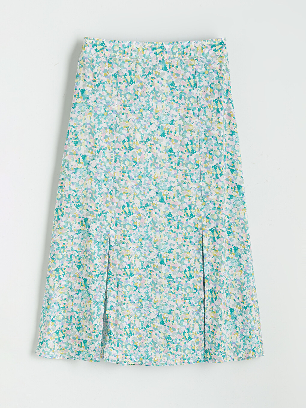 Elastic Waist Floral Slit Skirt-4