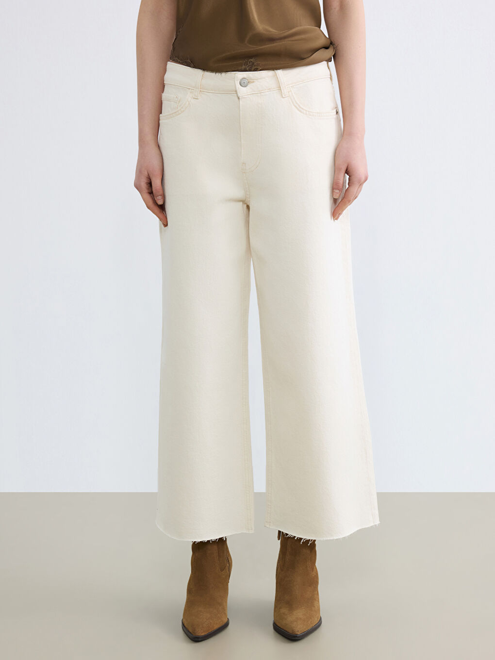 Bej Wideleg Kadın Jean Pantolon	-1