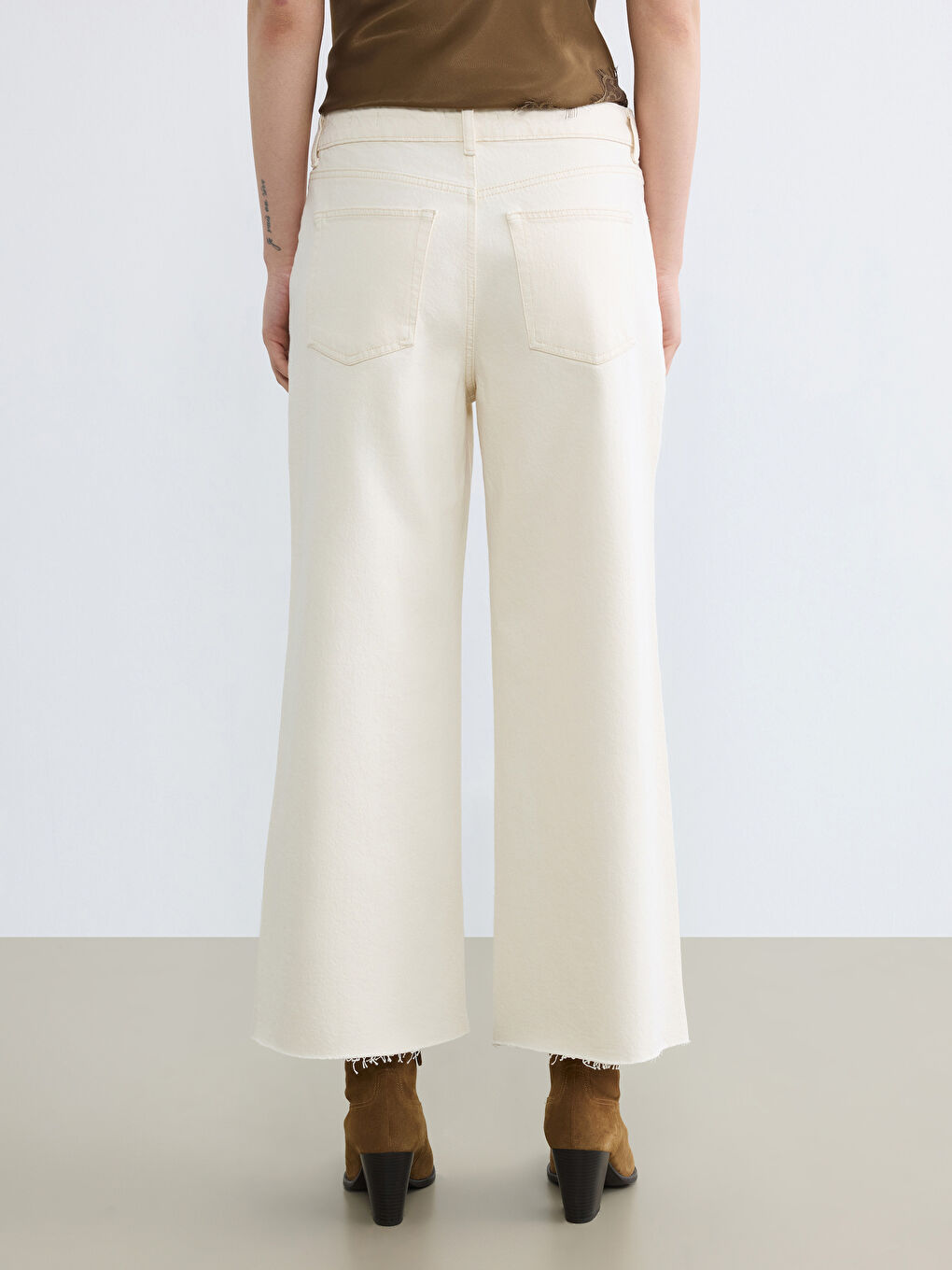 Bej Wideleg Kadın Jean Pantolon	-3