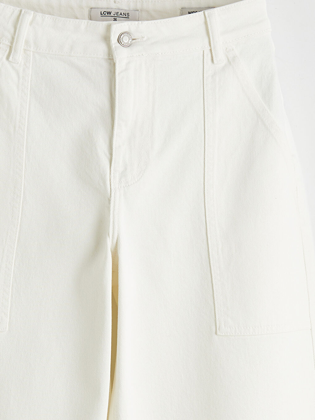 Beyaz Wideleg Kadın Jean Pantolon-4