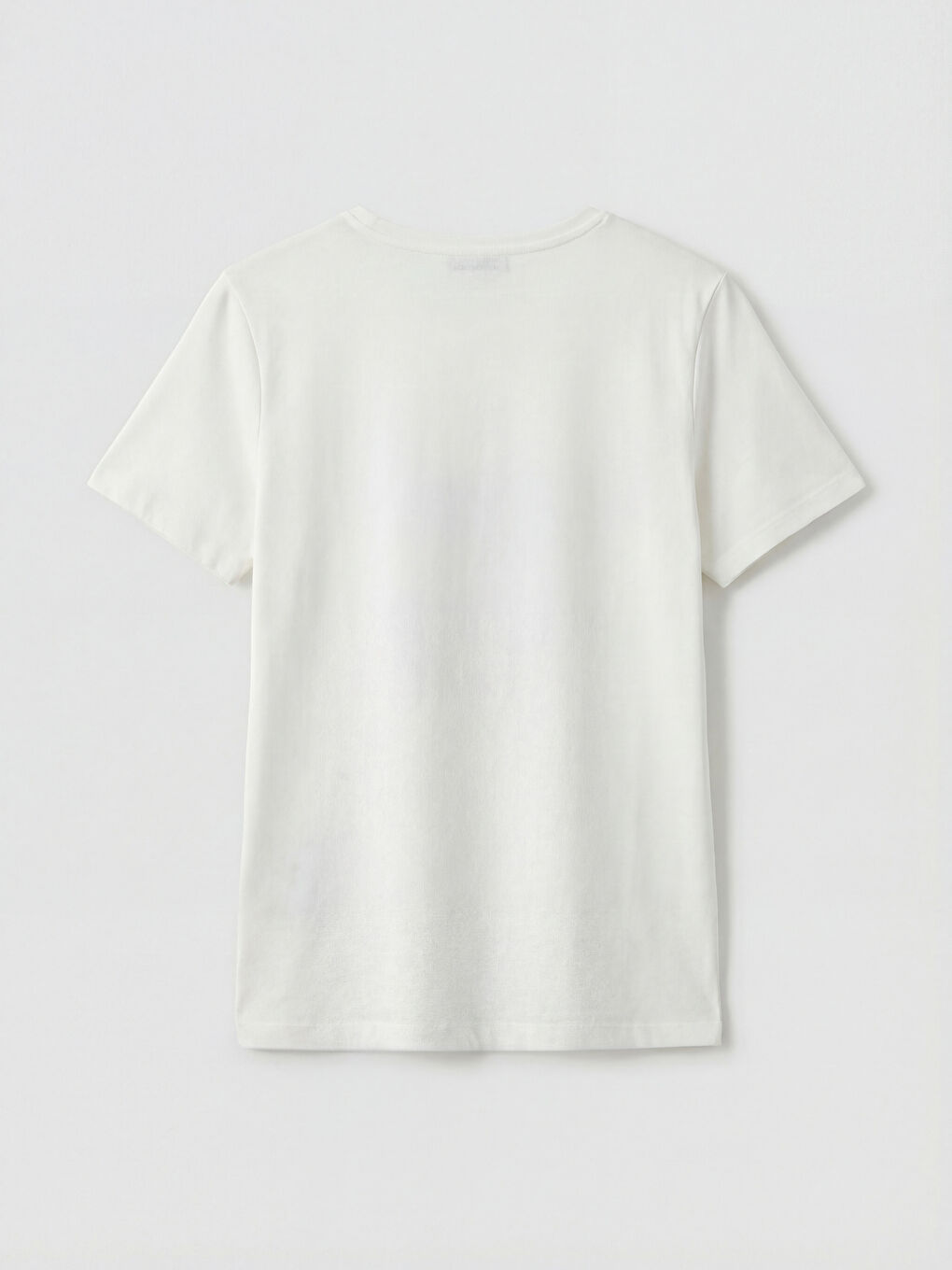 Ekru Bisiklet Yaka Çiçekli Kadın Tişört-1