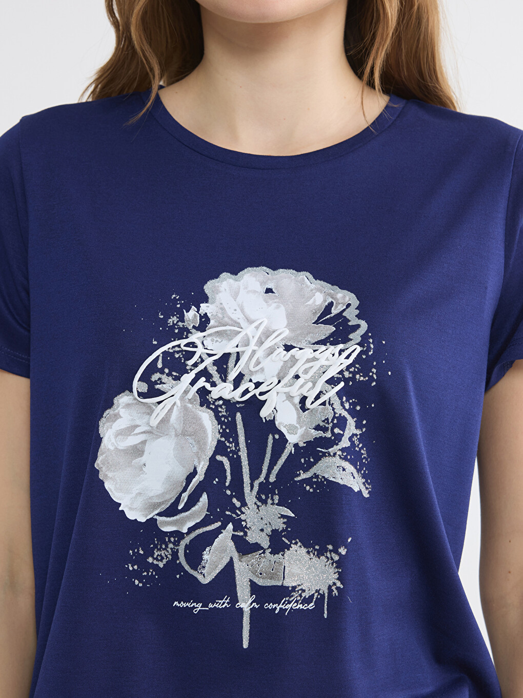 Crew Neck Printed Women's T-Shirt-1