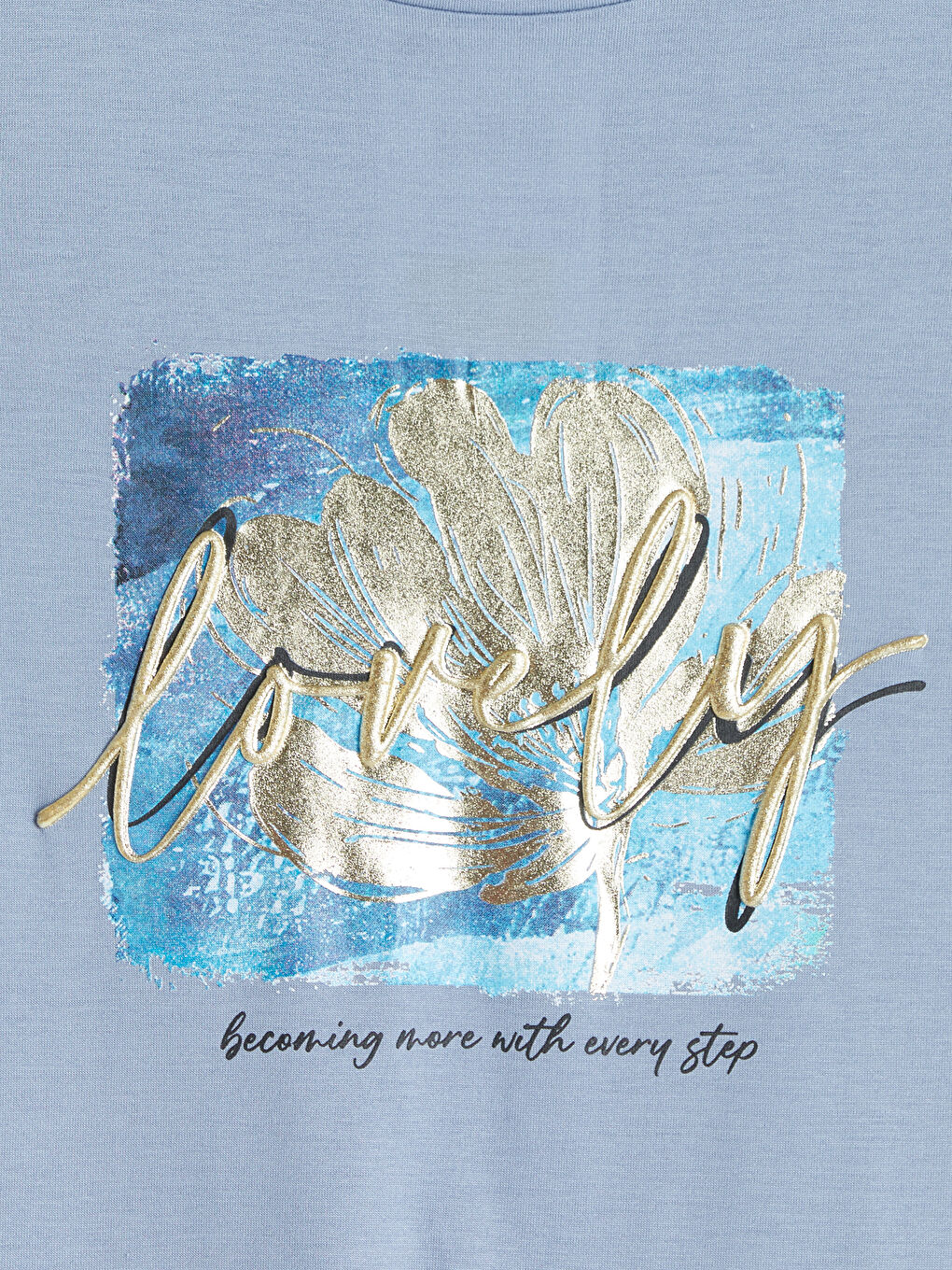 Mavi Bisiklet Yaka Baskılı Kadın Tişört-6