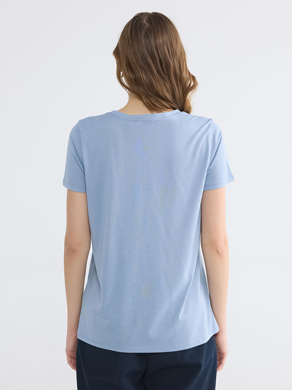 Mavi Bisiklet Yaka Baskılı Kadın Tişört-3