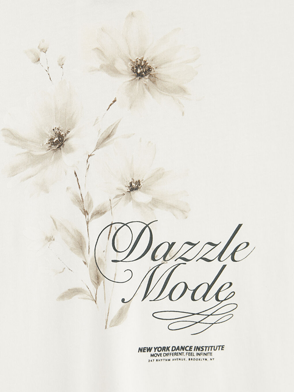 Ekru Bisiklet Yaka Baskılı Kız Çocuk Tişört-2