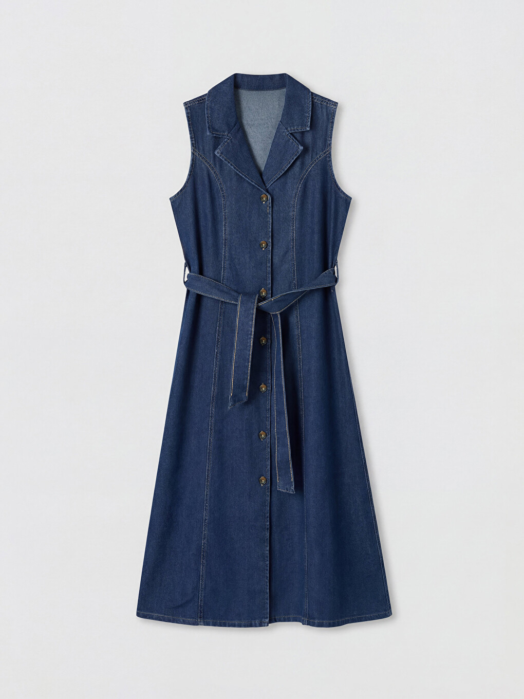 Rochie din Denim în Linie A cu Curea-4