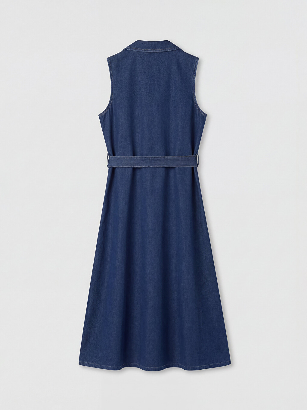 Rochie din Denim în Linie A cu Curea-5