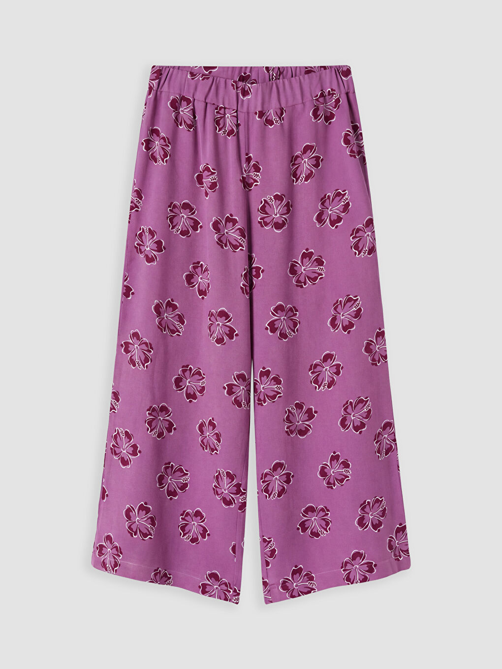 Lila Çiçekli Kız Çocuk Kapri