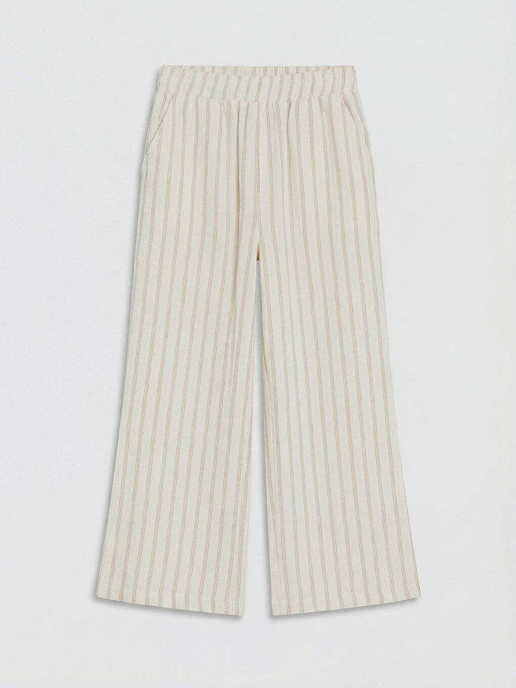 Bej Çizgili Kız Çocuk Kapri