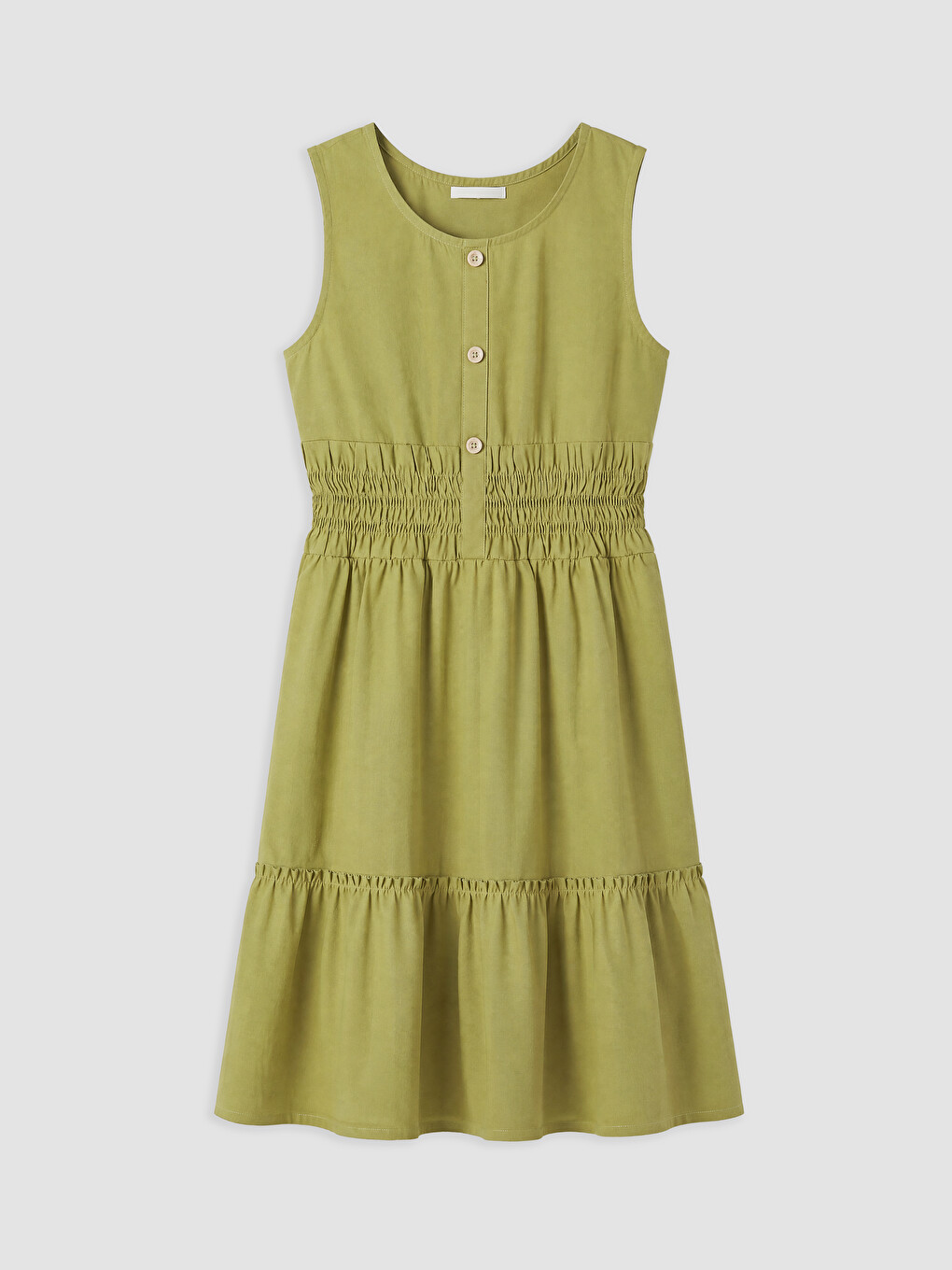 Crew Neck Girls' Crinkle Dress
