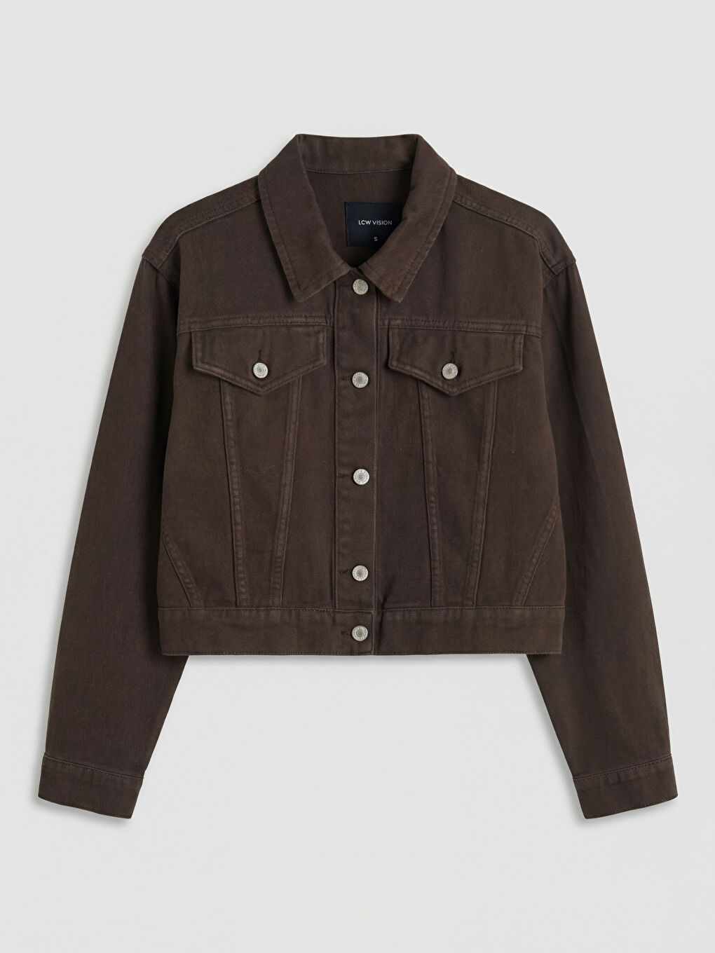 Kahverengi Oversize Kadın Jean Ceket-4