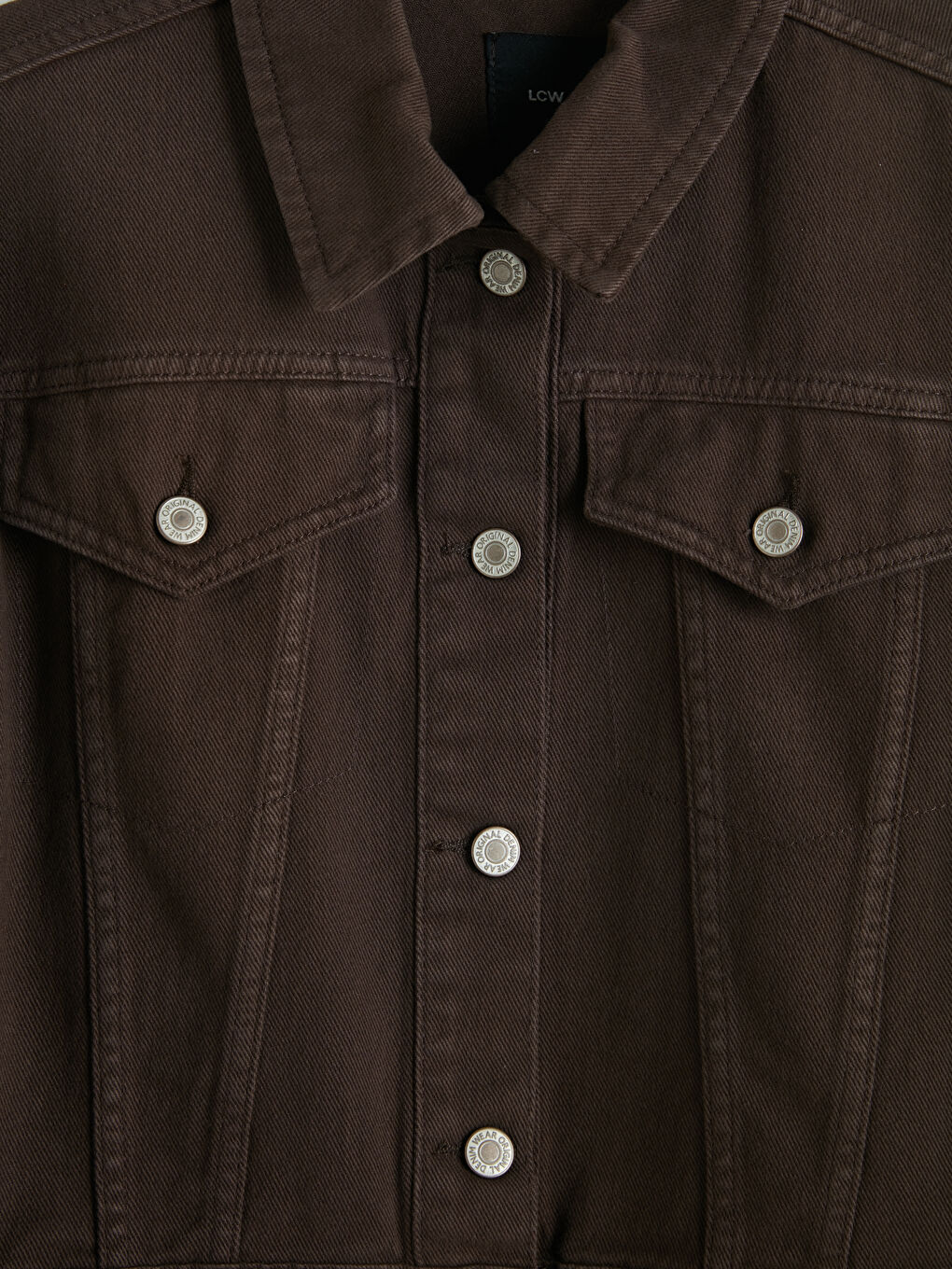 Kahverengi Oversize Kadın Jean Ceket-6