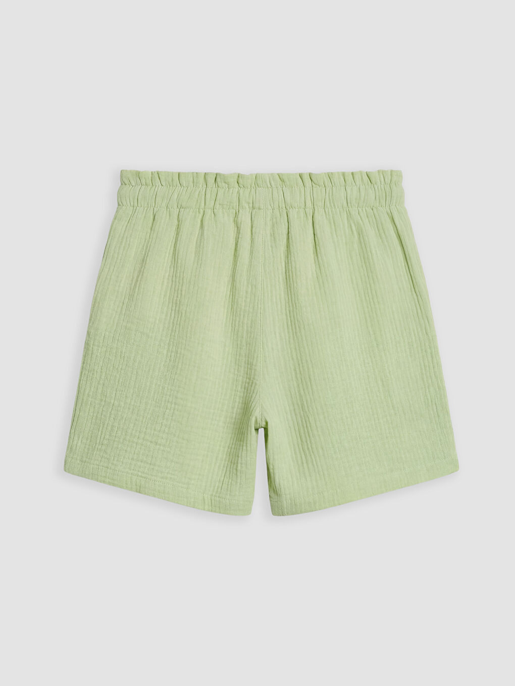 Yeşil Beli Lastikli Müslin Kız Çocuk Şort-1