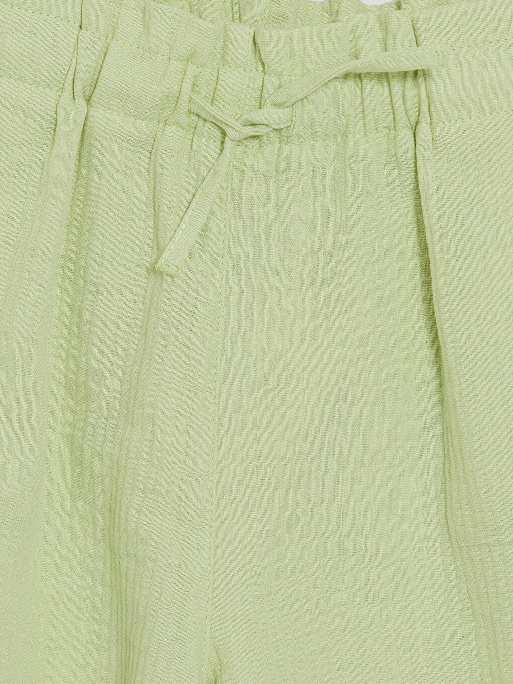 Yeşil Beli Lastikli Müslin Kız Çocuk Şort-2