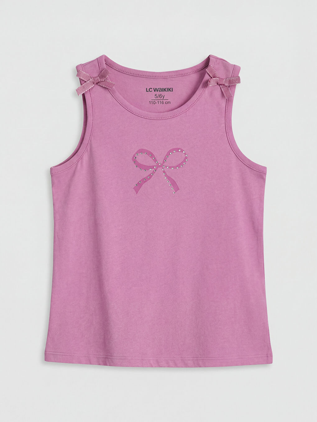 Mor Taşlı Fiyonk Baskılı Kız Çocuk Atlet