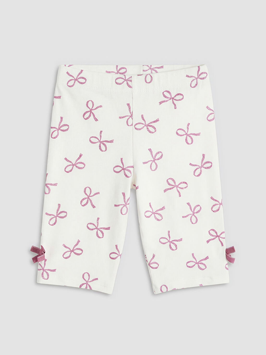 Ekru Fiyonklu Kız Çocuk Şort Tayt 2'li-2