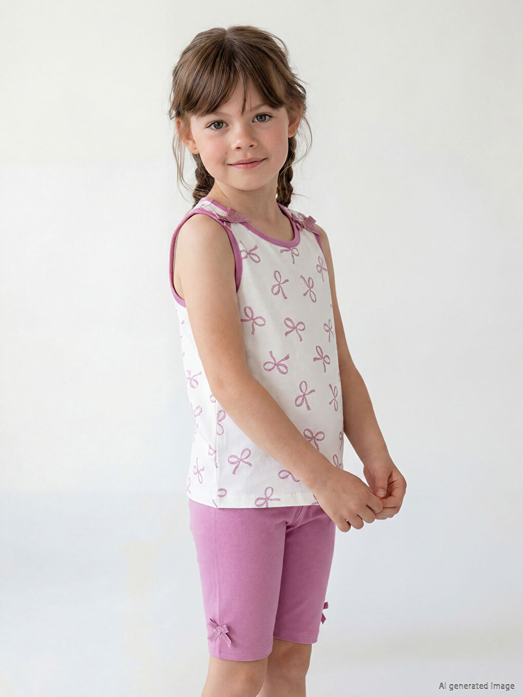 Bow Printed Girls' Tank Top 2 Pack-2