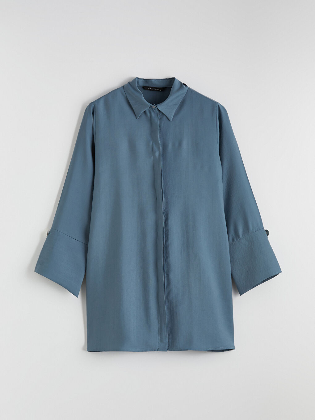 Petrol Oversize Modal Karışımlı Kadın Gömlek Tunik
