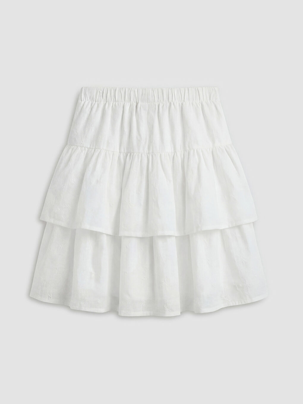 Beyaz Kız Çocuk Katlı Brode Etek-1
