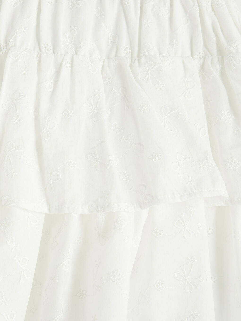 Beyaz Kız Çocuk Katlı Brode Etek-2