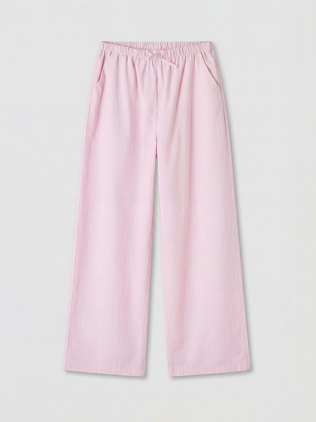 Pembe Loose Fit Kız Çocuk Geniş Paça Poplin Pantolon