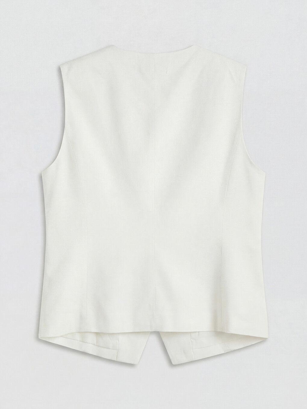 Crew Neck Linen Blend Women's Classic Waistcoat-7