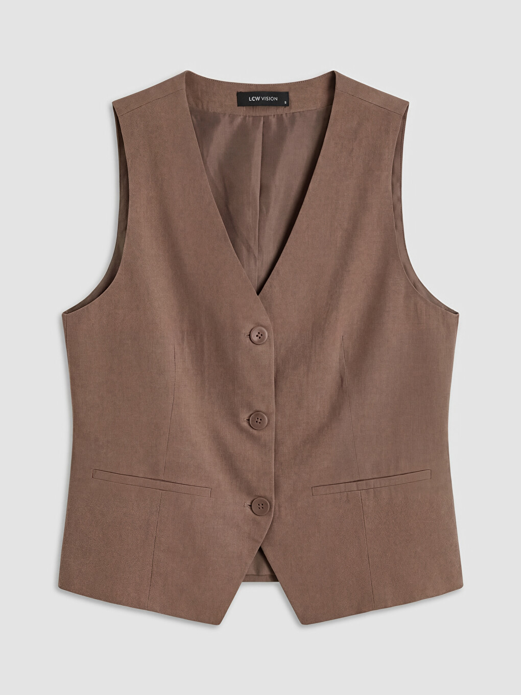 V Neck Linen Blend Women's Classic Waistcoat-4