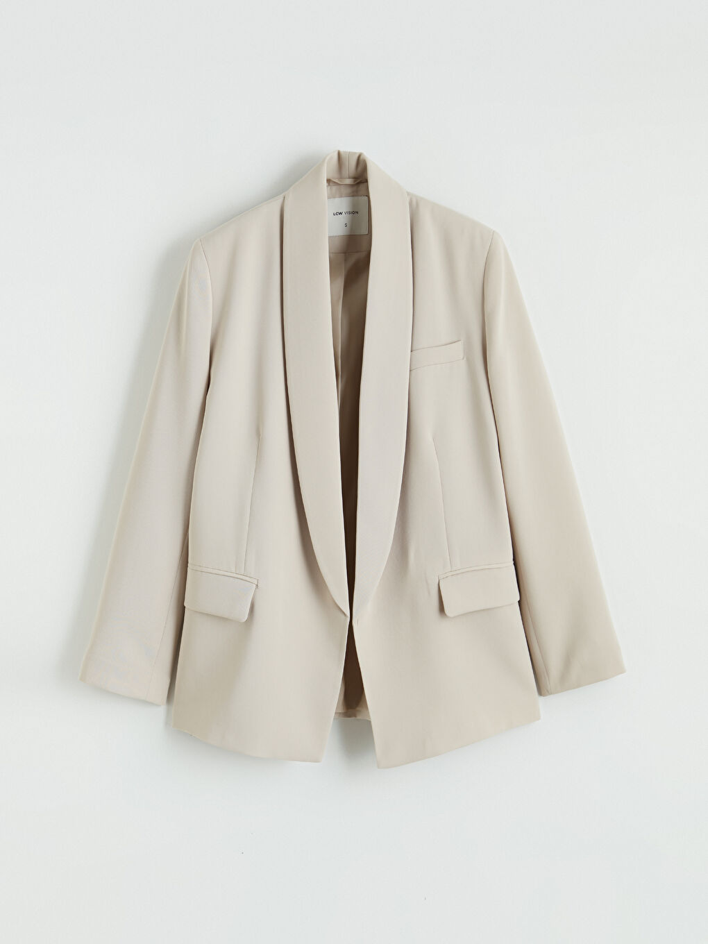 Bej Şal Yaka Krep Kadın Blazer Ceket