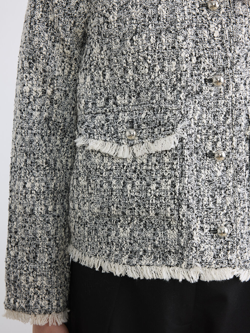 Beyaz Gömlek Yaka Kadın Tüvit Ceket-2