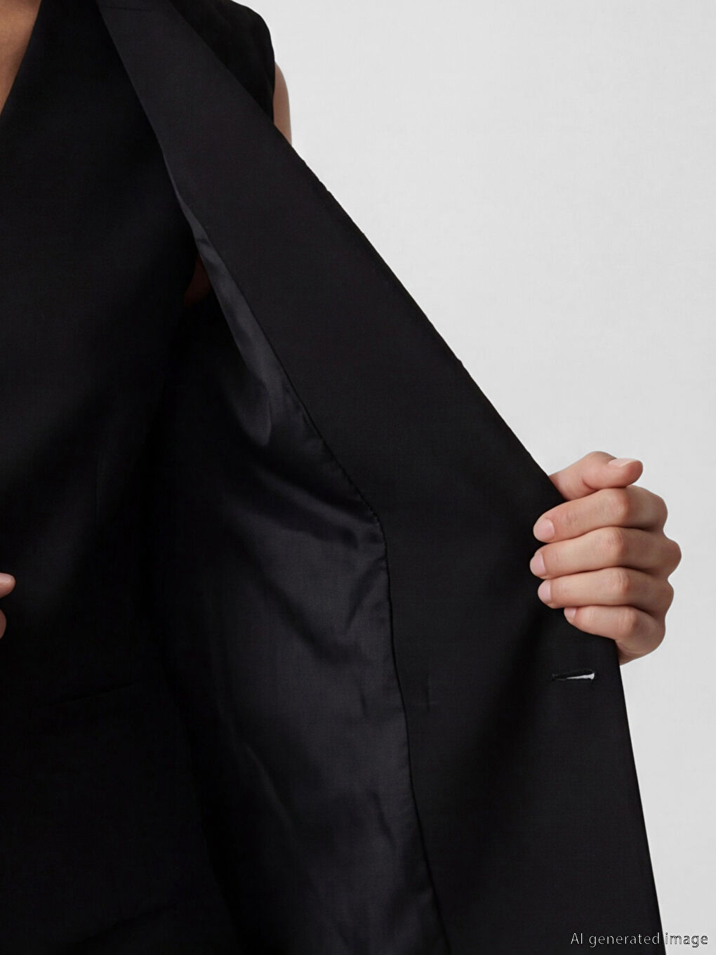 Siyah Kruvaze Yaka Kadın Klasik Yelek-2