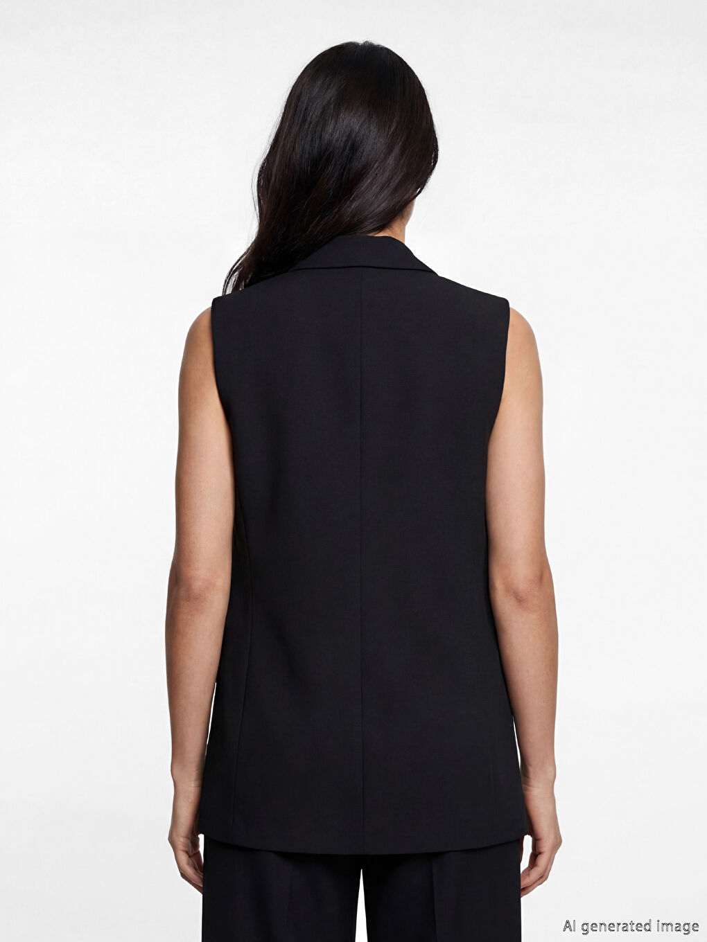 Siyah Kruvaze Yaka Kadın Klasik Yelek-3