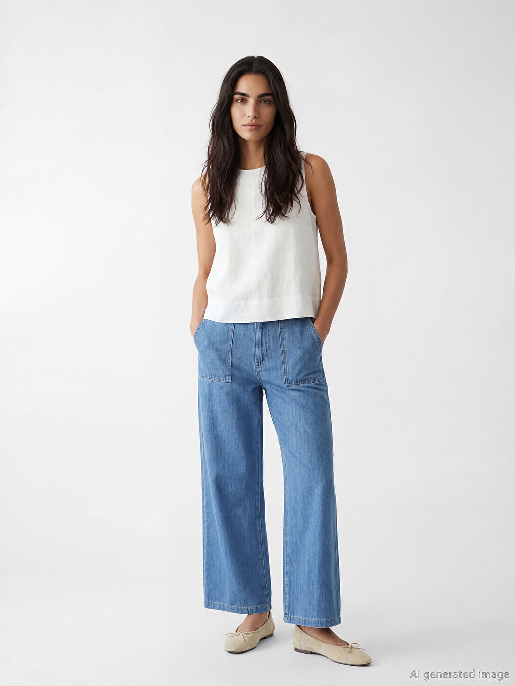 İndigo Wideleg Kadın Jean Pantolon