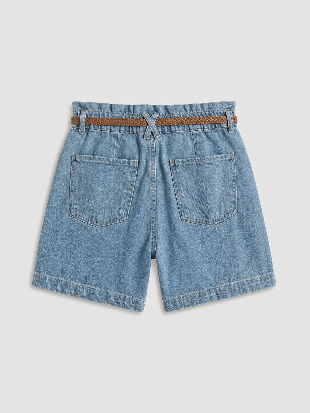 İndigo Bel Kemerli Kadın Jean Şort-1