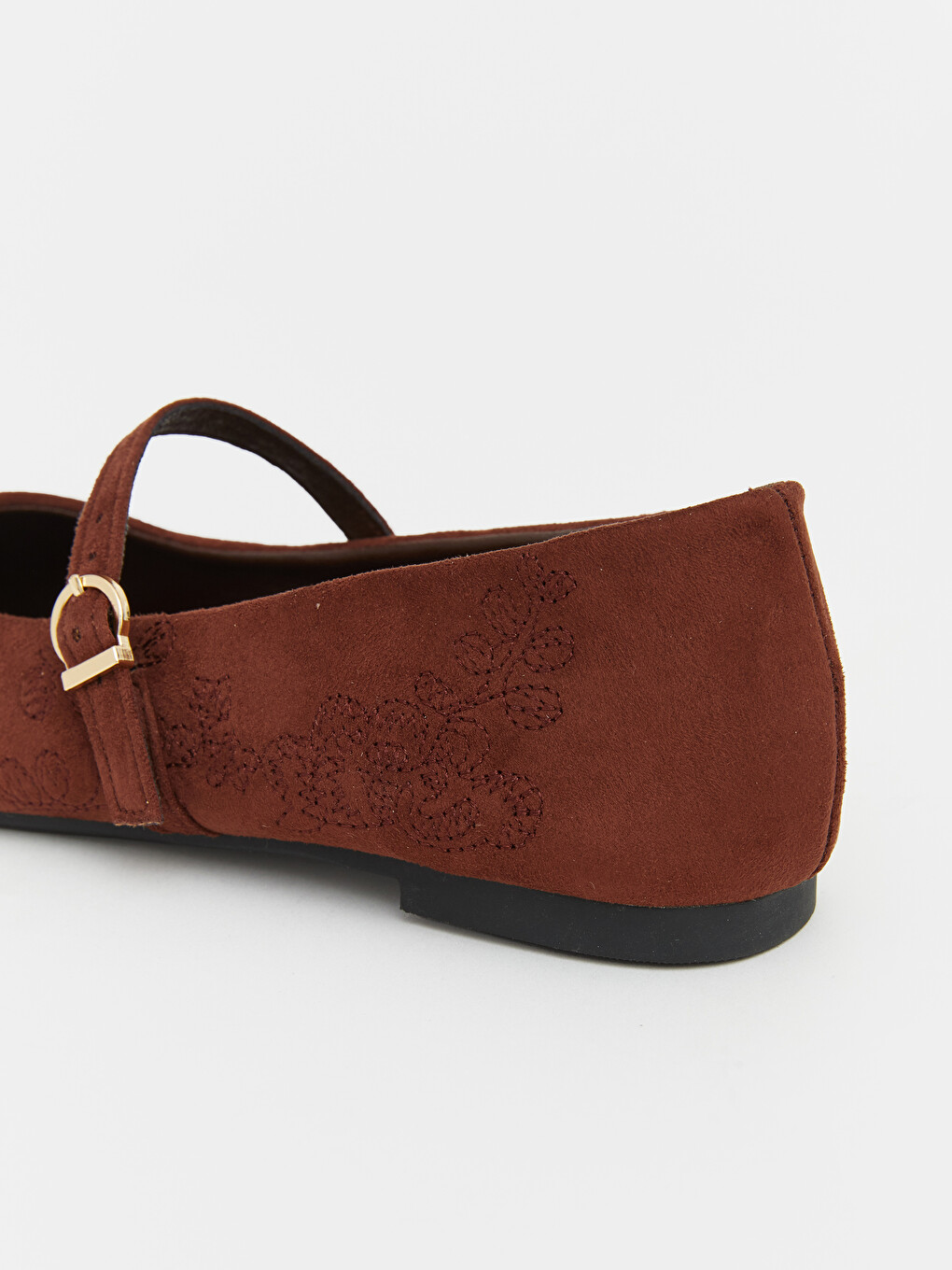 Embroidered Buckle-detail Women's Ballet Flats-2