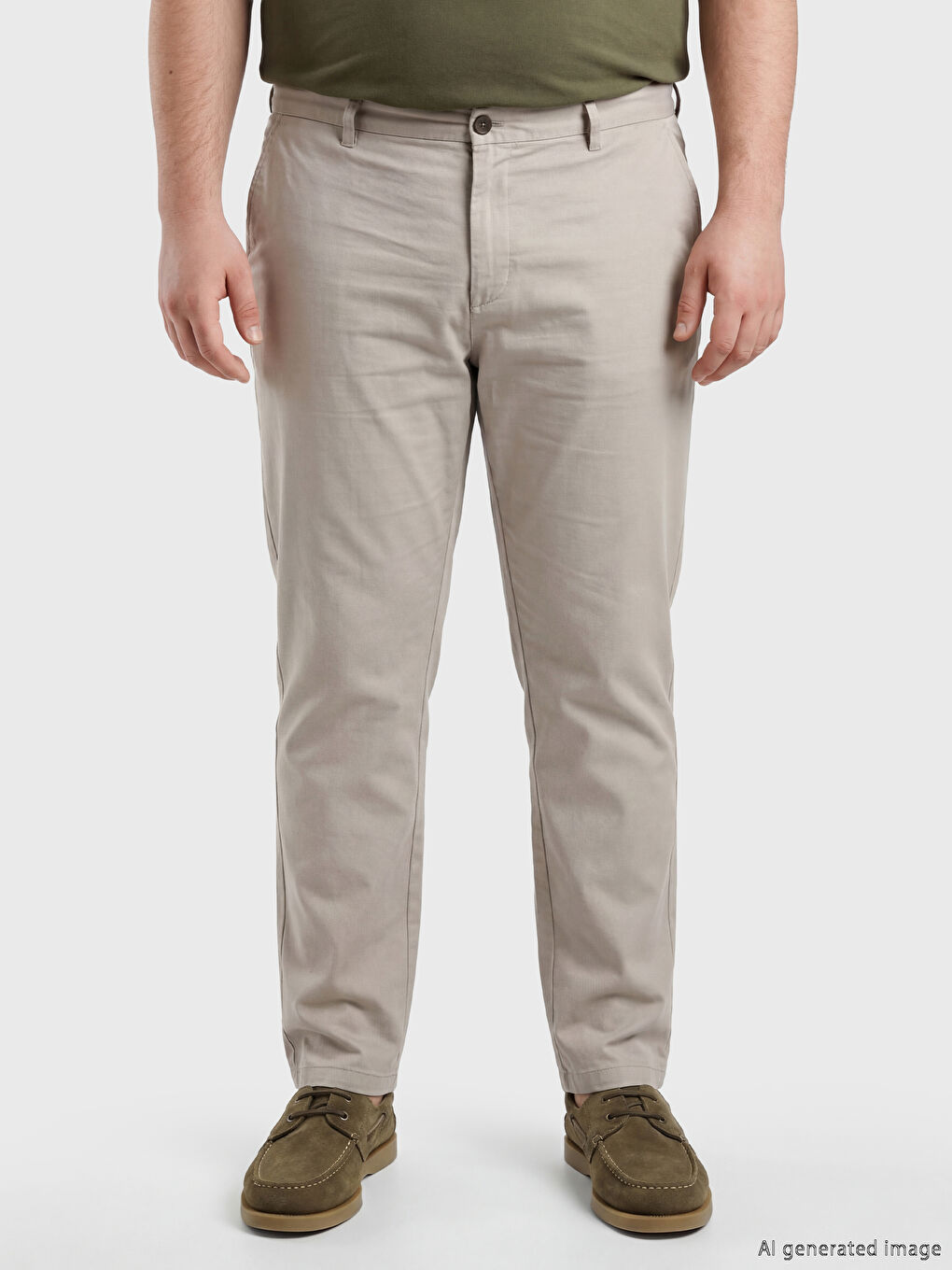 Bej Standart Kalıp Erkek Pantolon-1