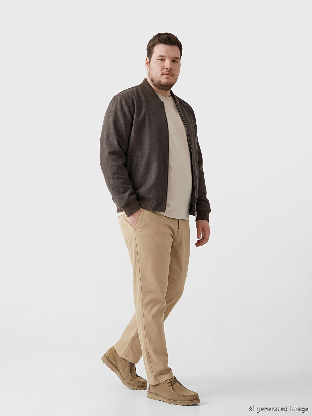 Bej Standart Kalıp Erkek Pantolon-1