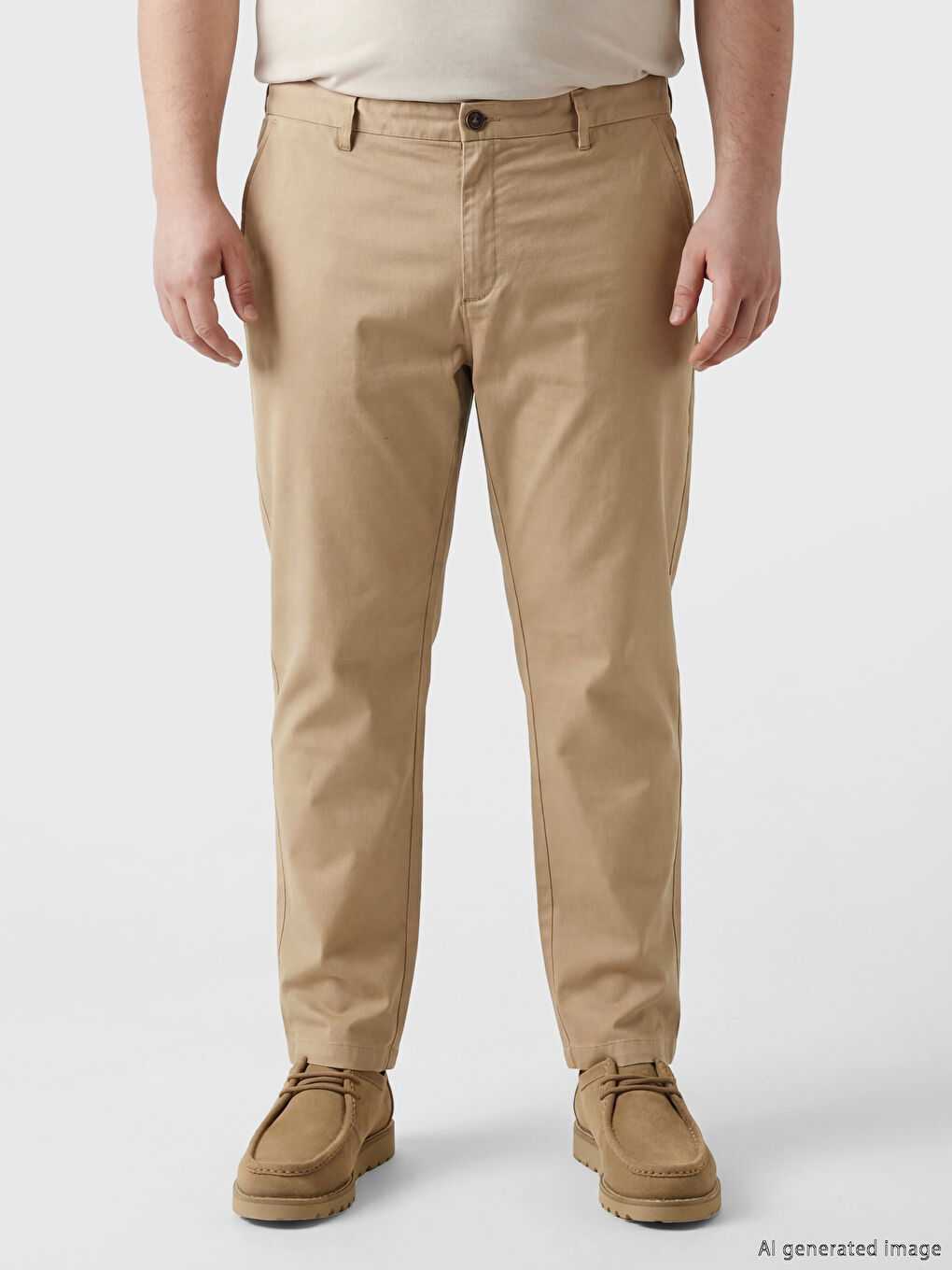 Bej Standart Kalıp Erkek Pantolon-2