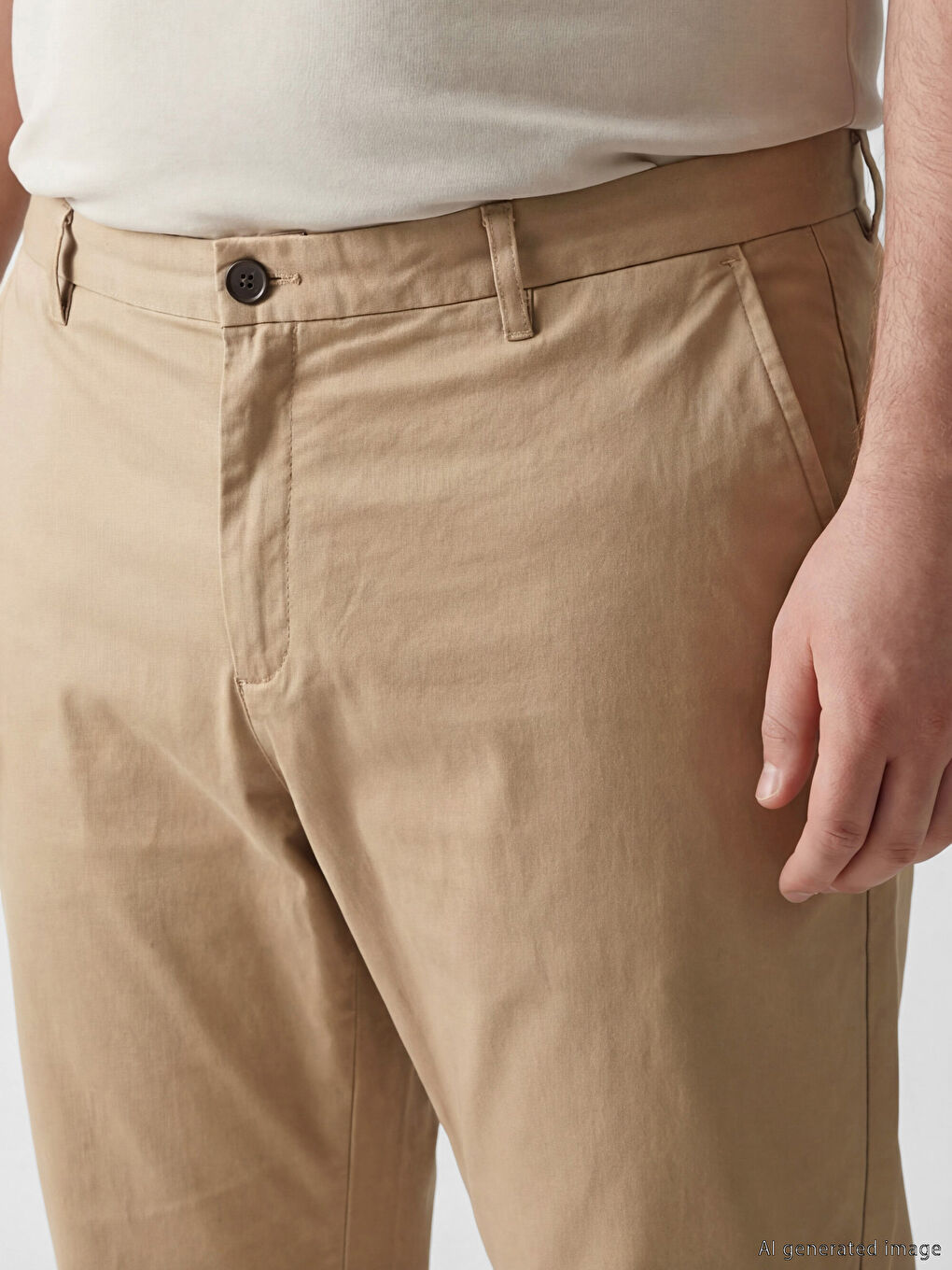 Bej Standart Kalıp Erkek Pantolon-3