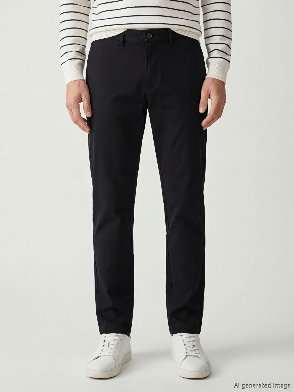 Siyah Standart Kalıp Erkek Pantolon-1