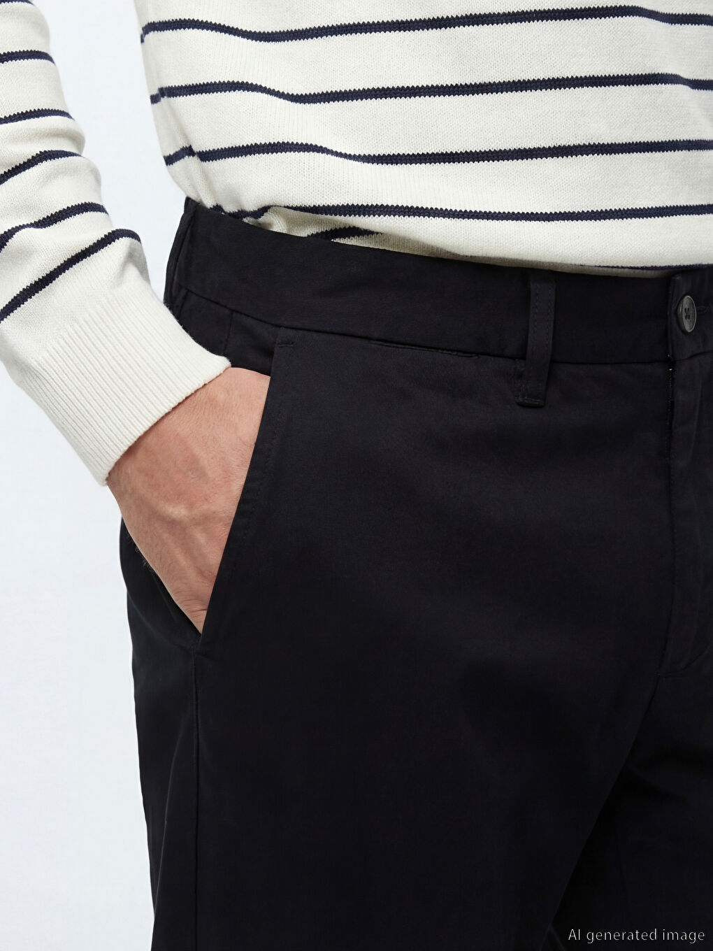 Siyah Standart Kalıp Erkek Pantolon-2