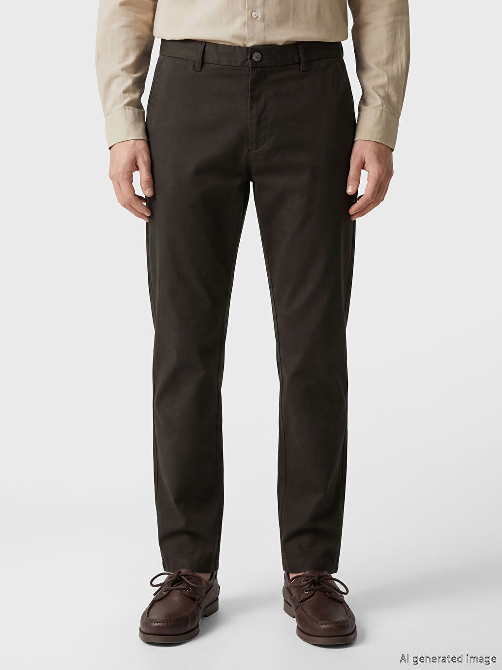 Kahverengi Standart Kalıp Erkek Pantolon-2