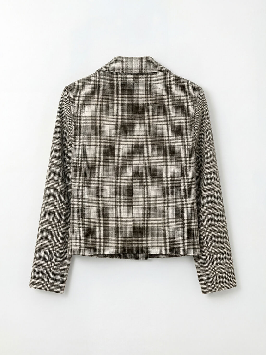 Kahverengi Gömlek Yaka Ekose Kadın Ceket-1