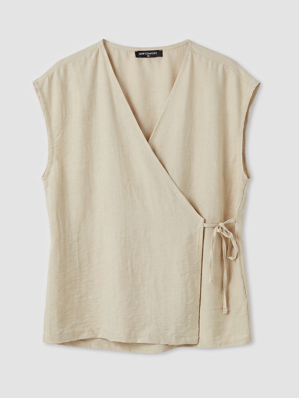 Bej Kruvaze Yaka Bluz