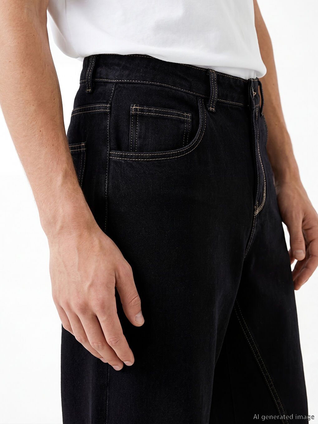 Siyah Wideleg Erkek Jean Pantolon-3