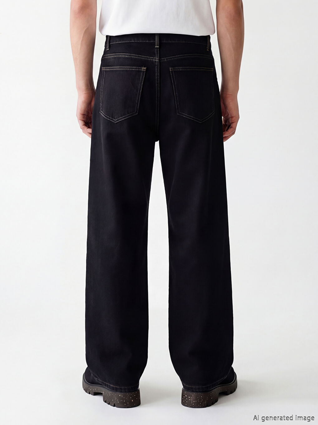 Siyah Wideleg Erkek Jean Pantolon-4